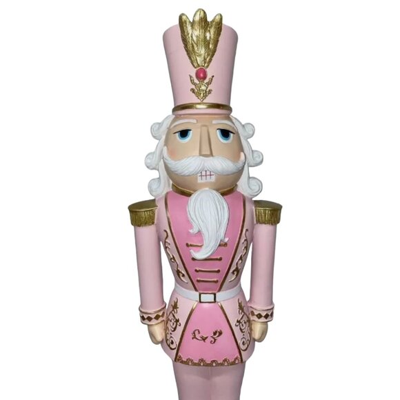 Christmas Pink Pastel 27" Colonel NUTCRACKER Icing Gold Elegant Soldier Large - Picture 4 of 9
